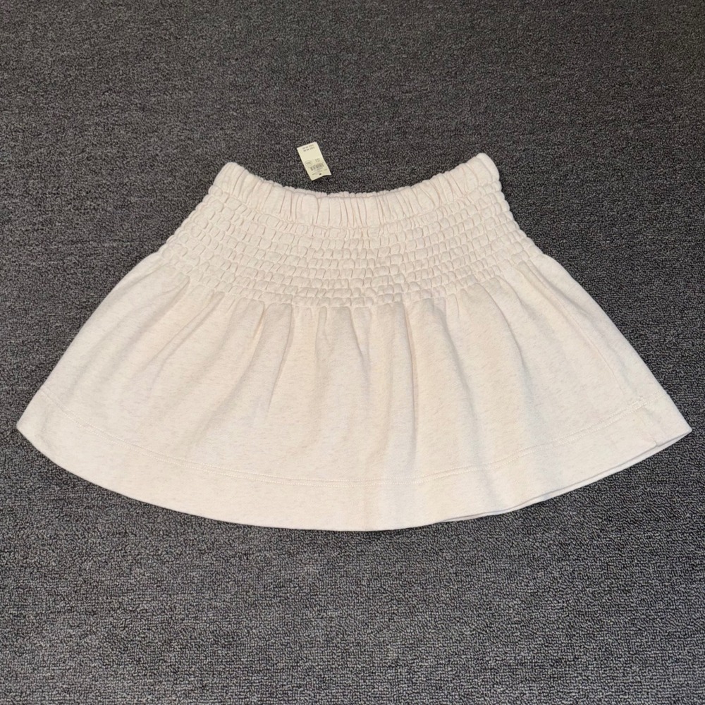 Aerie Smocked Mini Skirt Cream Oatmeal Size Small NWT Preppy Cottage Core Casual